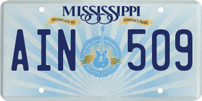 MS license plate AIN509