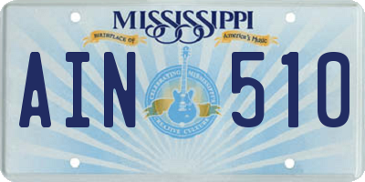 MS license plate AIN510