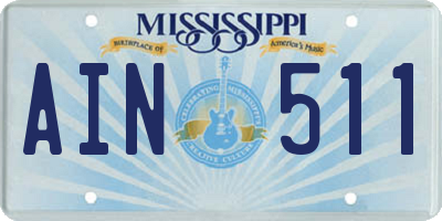 MS license plate AIN511