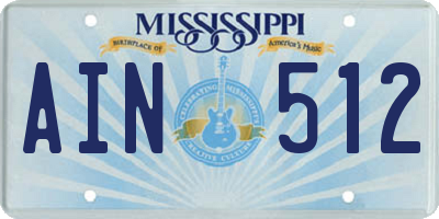MS license plate AIN512