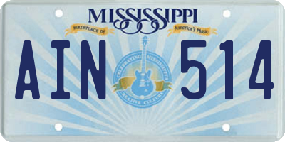 MS license plate AIN514