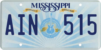 MS license plate AIN515