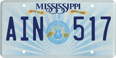 MS license plate AIN517