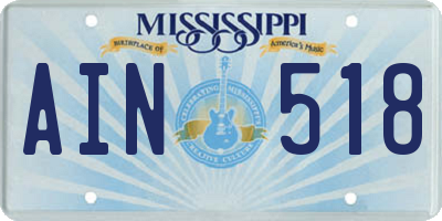 MS license plate AIN518