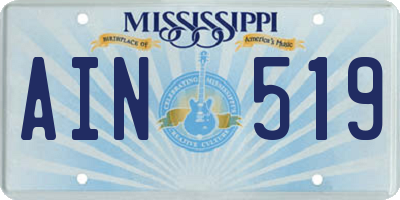 MS license plate AIN519