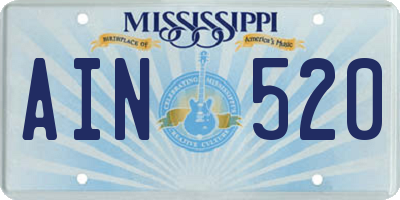 MS license plate AIN520