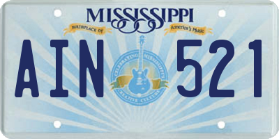 MS license plate AIN521