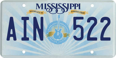 MS license plate AIN522