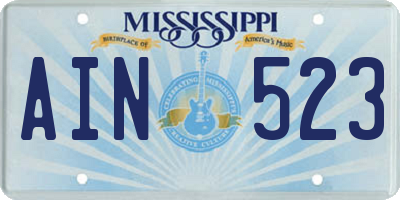 MS license plate AIN523