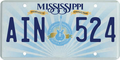 MS license plate AIN524