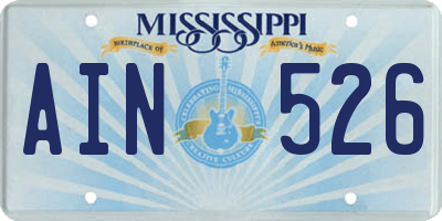 MS license plate AIN526