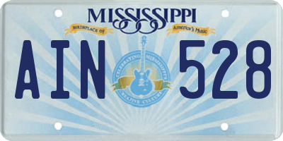 MS license plate AIN528