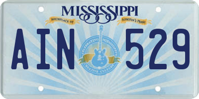 MS license plate AIN529