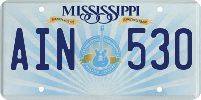 MS license plate AIN530