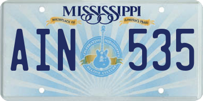 MS license plate AIN535