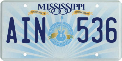MS license plate AIN536