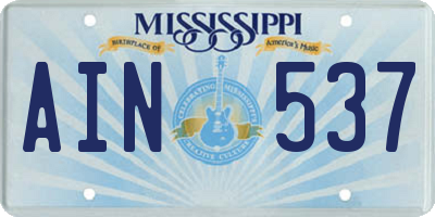 MS license plate AIN537