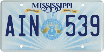 MS license plate AIN539