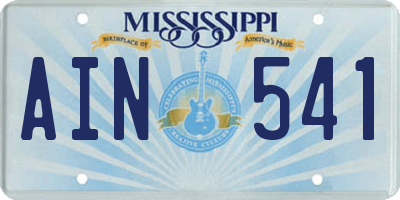 MS license plate AIN541