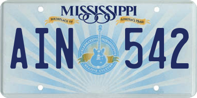 MS license plate AIN542
