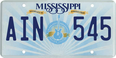 MS license plate AIN545