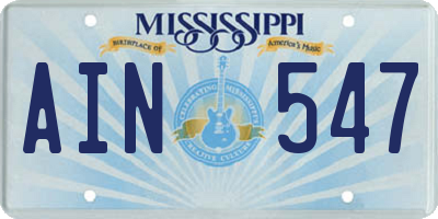 MS license plate AIN547
