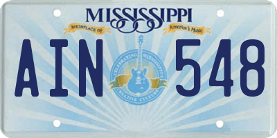 MS license plate AIN548