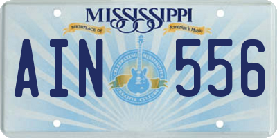 MS license plate AIN556
