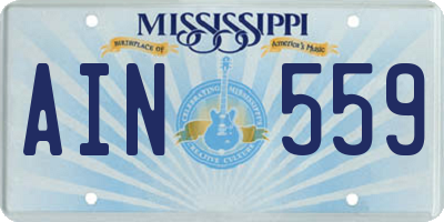 MS license plate AIN559