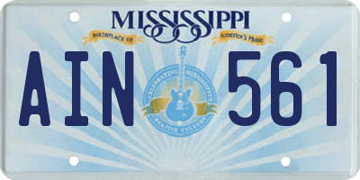 MS license plate AIN561