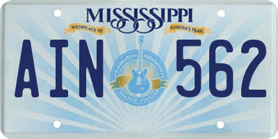 MS license plate AIN562