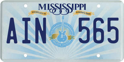 MS license plate AIN565