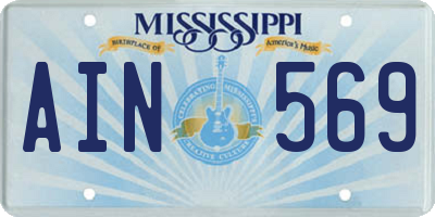 MS license plate AIN569