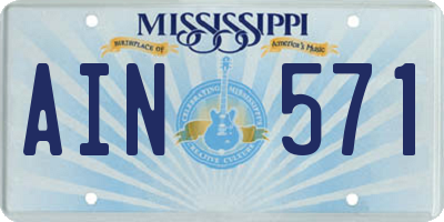 MS license plate AIN571