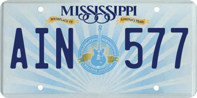 MS license plate AIN577