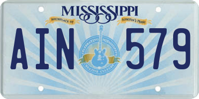 MS license plate AIN579