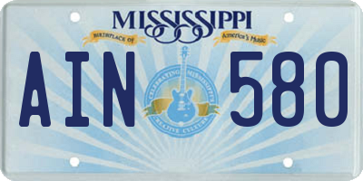MS license plate AIN580