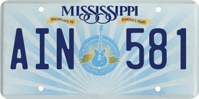 MS license plate AIN581
