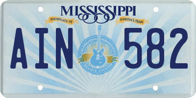 MS license plate AIN582