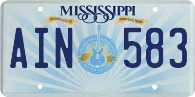MS license plate AIN583
