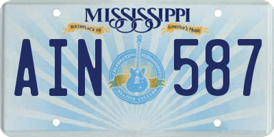MS license plate AIN587