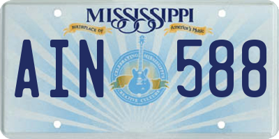 MS license plate AIN588