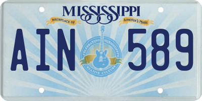MS license plate AIN589