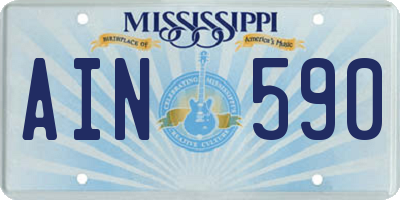 MS license plate AIN590