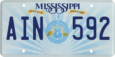 MS license plate AIN592