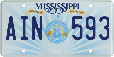 MS license plate AIN593