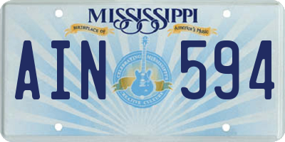 MS license plate AIN594