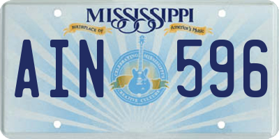 MS license plate AIN596