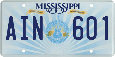 MS license plate AIN601