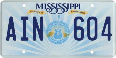 MS license plate AIN604